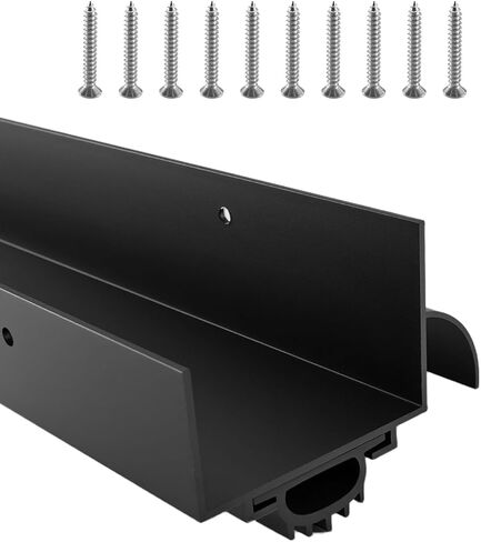 1 Pcs 1-3/4" x 36" U Shaped Aluminum Door Sweep for Exterior Doors, Metal Weather Stripping Seal, Draft Stopper Threshold, Door Sweep Draft Stopper, Black in Saudi Arabia