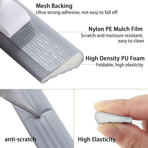 QDiShi 196 بوصة على شكل إسفين، سدادة باب لتجريد الطقس، سدادات إسفنجية مقاومة للطقس، عازل ذاتي اللصق، شريط عازل للصوت، شريط عازل للصوت يناسب فجوات 0.13-0.31 بوصة (رمادي) in Kuwait