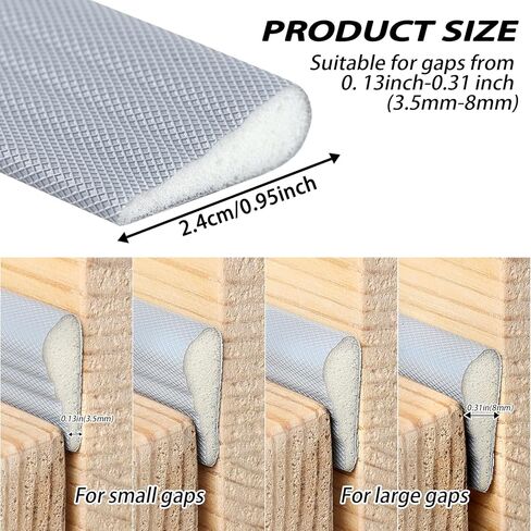 QDiShi 196 بوصة على شكل إسفين، سدادة باب لتجريد الطقس، سدادات إسفنجية مقاومة للطقس، عازل ذاتي اللصق، شريط عازل للصوت، شريط عازل للصوت يناسب فجوات 0.13-0.31 بوصة (رمادي) in Kuwait