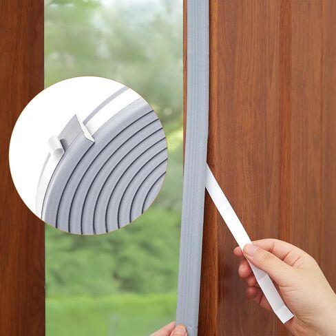 QDiShi 196 بوصة على شكل إسفين، سدادة باب لتجريد الطقس، سدادات إسفنجية مقاومة للطقس، عازل ذاتي اللصق، شريط عازل للصوت، شريط عازل للصوت يناسب فجوات 0.13-0.31 بوصة (رمادي) in Kuwait