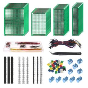 طقم لوحة PCB مزدوجة الجوانب 365 قطعة 4 أحجام، لوحات نموذجية لدوائر PCB لمجموعات Arduino، مشروع إلكتروني، نماذج أولية للدوائر، لحام DIY، موصل رأس 40 دبوس ذكر وأنثى 2.54 مم in Kuwait