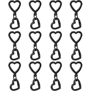 WTYONZEL 12Set Swivel Clasp Clip,Heart Shape Metal Double Opening Key Chain Clip,Swivel Spring Snap Hooks for Jewelry Clasps,DIY Crafts,Lanyard Making(Black) in Kuwait
