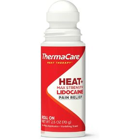 ThermaCare Heat + Max Strength 4% Lidocaine Roll-On - Dual Action Pain Relief with Patented Heatwave Technology - Targeted No-Mess Relief for Back, Neck, Muscles, & Joints in Kuwait