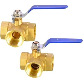 1PCS 1/4" 3/8" 1/2" 3/4" 1" Female Brass Full Port T Port L Port 3 Way Ball Valve Fitting Adapter for Water, Oil, Air, Gas(3/8",T-Type) in Kuwait