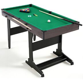 طاولة بلياردو قابلة للطي مقاس 53 بوصة مع مساحة تخزين مدمجة للكرات ومشابك، مجموعة طاولة ألعاب بلياردو قائمة بذاتها لغرفة الألعاب العائلية، تتضمن إشارات وكرات وطباشير وفرشاة in Kuwait