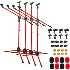 5 Core Tripod Mic Stand Floor 4Pcs Adjustable 31 to 76 Inches Boom Arm Holder Microphone Stands 360 Degree Rotating + Dual Mic - MS DBL 4PCS in Saudi Arabia