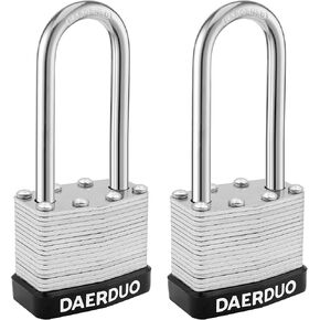 2 Pack 40 mm (1-9/16") Keyed Alike Laminated Padlocks with 4 Keys, Hardened Steel Long Shackle, Heavy-Duty Locks for Gym Lockers, Toolboxes, School Lockers, and Hasp Latches in Saudi Arabia