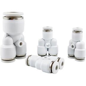 White Plastic Y-shaped Tee Connector PY8 Pneumatic Air Hose Quick Plugs Variable Diameter PW4/6/10/12/16 1Pcs(三通变径PW12-6(White)) in Saudi Arabia