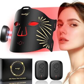 HSA FSA Gracekey Red Light Therapy for Face, 4-in-1 Colors LED Facial Light Therapy Mask, Dual 2000mAh Rechargeable Light Therapy with Timer for Home Use in Saudi Arabia