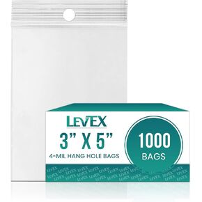 Levex - 3 بوصة × 5 بوصة (1000 عدد) 4 مل شديدة التحمل شفافة للتعليق، أكياس بولي بلاستيكية بسحاب قابلة لإعادة الإغلاق مع سحاب قفل قابل للإغلاق للسفر والتخزين والتعبئة والشحن in Kuwait