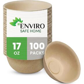 10 Oz Bamboo Disposable Bowls For Hot Soup, 100 Pack - Small, Heavy Duty, Microwavable, Oven Safe - Perfect for Hot Food, Meals, Acai & More - Eco-Friendly, Leak-Proof in Saudi Arabia