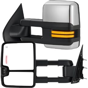 مرايا السحب متوافقة مع 2014-2018 تشيفي سيلفرادو جي إم سي سييرا، مرايا جانبية لقطر المقطورة ممتدة مع إشارة دوران متتابعة، ضوء احتياطي، تسخين كهربائي قابل للتعديل، كروم in Kuwait