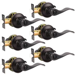 3 حزمة الخصوصية قفل باب الحمام رافعة بدون مفتاح لا مفاتيح قفل الباب، اليد اليمنى / اليسرى عكسها، النفط يفرك عتلات الباب البرونزية الأجهزة in Kuwait