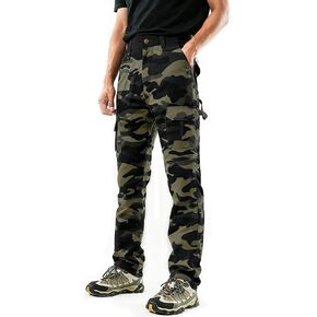 RANKSING Men's Cargo Pants for Work Relaxed Fit Outdoor Multi-Pocket Work Utility Tactical Hiking Travel Casual Pants in Kuwait