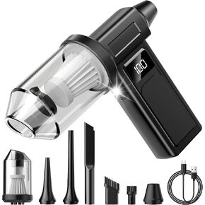 منفضة هواء كهربائية مضغوطة ومكنسة كهربائية محمولة للسيارة 2 في 1 بطارية 10000 مللي أمبير في الساعة 180000 دورة في الدقيقة منفاخ هواء قابل للشحن بأربع سرعات لتنظيف السيارة والمنزل ولوحة المفاتيح والكمبيوتر الشخصي وإضاءة LED in Kuwait