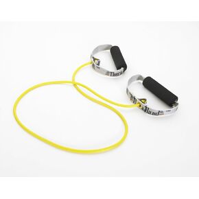 THERABAND Resistance Tubes, Professional Latex Elastic Tubing with Soft Handles, Full Body Exercise, Physical Therapy, Lower Pilates, At-Home Workouts, & Rehab, 48 Inch, Yellow, Thin, Beginner Level 2 in Kuwait