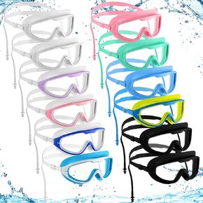 Sabary 12 Pack Swimming Goggles Bulk for Adult Wide View No Leaking Anti Fog Pool Swim Goggles with Earplugs for Men Women in Kuwait