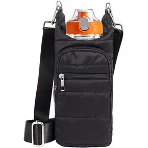 Water Bottle Holder with Strap Water Bottle Carrier Bag Quilted Puffer Sling Purse Crossbody Hydro Bag for Women Walking in Saudi Arabia