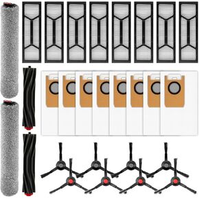(28 حزمة) مجموعة ملحقات قطع غيار Omni S1 Pro متوافقة مع مكنسة Eufy Omni S1 Pro Robot، 2 فرشاة دوارة مطاطية، 2 ممسحة دوارة، 8 فرش جانبية، 8 أكياس غبار، 8 مرشحات HEPA in Kuwait