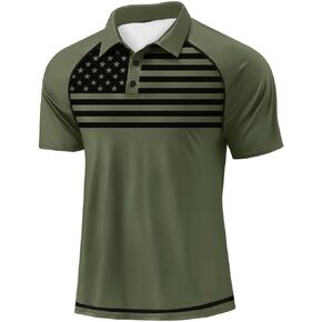 4th of July Shirts for Men American Flag Print Tshirt Short Sleeve Independence Day USA Patriotic Golf Shirts in Saudi Arabia