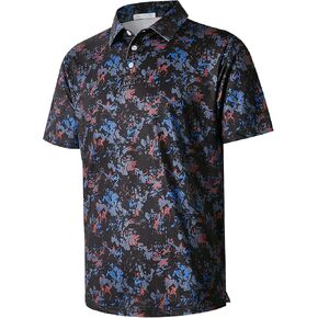 zeetoo Men's Golf Shirts Short Sleeve Polo Shirts for Men Performance Moisture Wicking Dry Fit Casual Print in Saudi Arabia