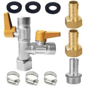 RV Winterizing Kit, 3/8" Hose Barb Copper Nickel Plated T-shaped 3-Way by-Pass Switch Valve Replacement Kit,with 3 Black Washers and 3 Clamps in Kuwait
