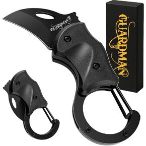 GUARDMAN Fathers Day Gift for Men Keychain Carabiner Pocket Knife Folding EDC Blade with Clip Mini Stainless Steel Utility Knife for Men | Camping, Hiking, Fishing, Survival Tool - 1 Pack in Kuwait