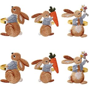 Easter Napkin Rings Set of 6, Bunny Rabbit Spring Table Decorations for Easter Dinner – Festive Napkin Holders for Holiday & Party Table Setting in Saudi Arabia