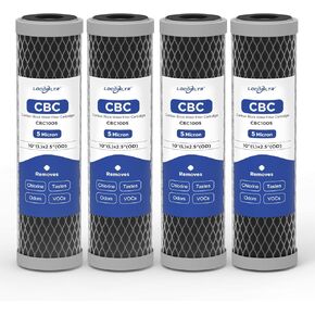 5 ميكرون 10 بوصة × 2.5 بوصة استبدال خرطوشة فلتر المياه من الكربون CTO للمنزل بأكمله لـ AO-WH-PRE-RCP2، FXWTC، W5CIP، SCWH-5، WFPFC8002، WFPFC9001، WHKF-WHWC، 3WH-STDCW-F02، CB-25-1005 (عبوة من 4) in Kuwait