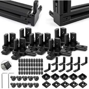 Konohan 20 Pcs 2020 Aluminum Extrusion Connector 3-Way End Corner Brackets, L-Shape Interior Corner Joints, T-Slot Nuts, Screws, Wrench, Extruded Hardware for 6mm Slot Aluminum Profile Frame Building in Kuwait