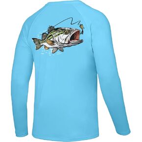 Men's UPF 50+ Sun Fishing Shirt, Long Sleeve UV Protection Tee, Quick Dry Rash Guard for Outdoor Swim Hiking in Kuwait