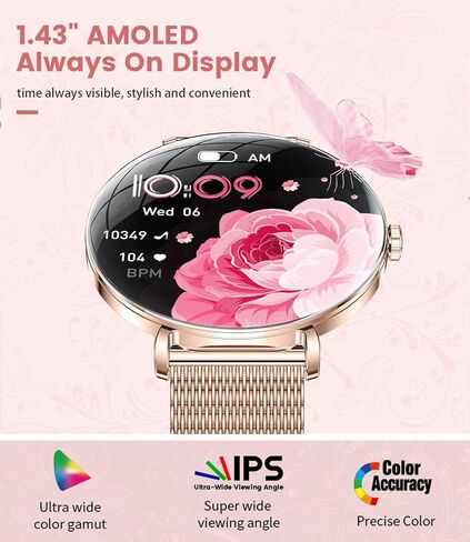 LIGE Smart Watches for Women(Answer/Make Call),Ultra-Thin 6.8mm/1.43" AMOLED Smartwatch with Heart Rate/Sleep Monitor,IP68 Waterproof Fitness Tracker 120 Sport Modes for Android iOS,Sliver in Saudi Arabia