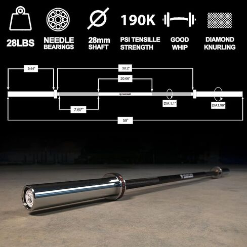 Fitvids Olympic Barbell Bar for Power Lifting and Weightlifting, 700 Pound Capacity, 2 Inch Diameter in Saudi Arabia