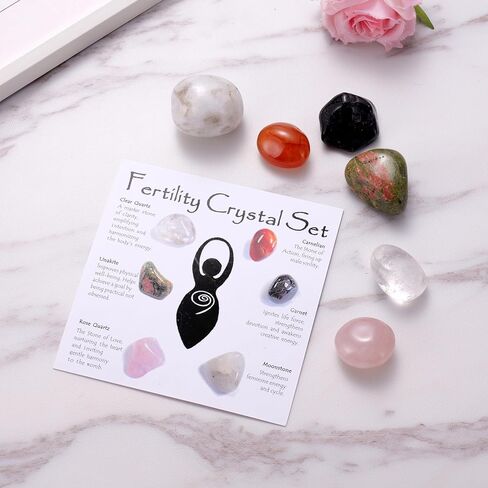 مجموعة كريستال الخصوبة للنساء، بلورات للحمل ومحاولة الحمل، هدية دعم TTC IVF، مجموعة أحجار الشفاء الروحية للتأمل، هدية لتشجيع العقم in Kuwait