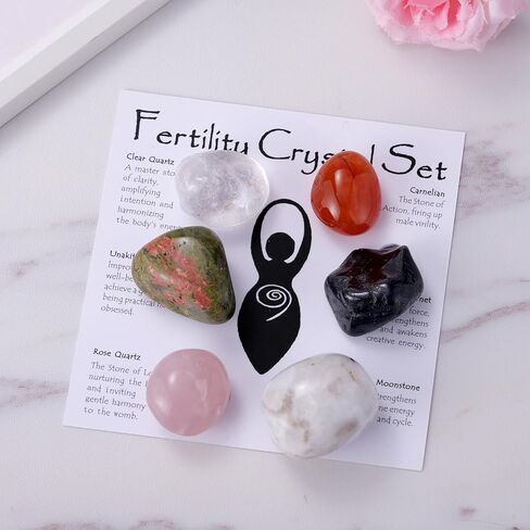 مجموعة كريستال الخصوبة للنساء، بلورات للحمل ومحاولة الحمل، هدية دعم TTC IVF، مجموعة أحجار الشفاء الروحية للتأمل، هدية لتشجيع العقم in Kuwait