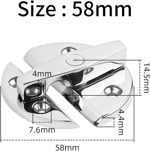 مزلاج دائري من الفولاذ المقاوم للصدأ 58 مم 316 بمفصلة 180 درجة، قطعة واحدة in Kuwait