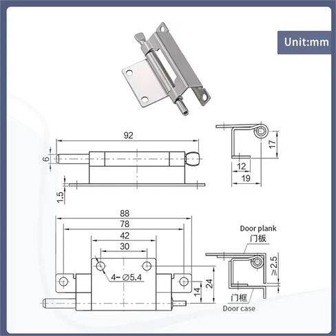 مفصلات منحنية بزاوية قائمة قابلة للفصل 304 من الفولاذ المقاوم للصدأ قطعة واحدة in Kuwait