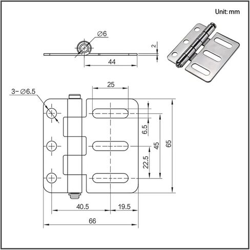 مفصل باب من الفولاذ المقاوم للصدأ 304 غير متماثل بفتحة خصر سميكة قطعة واحدة in Kuwait