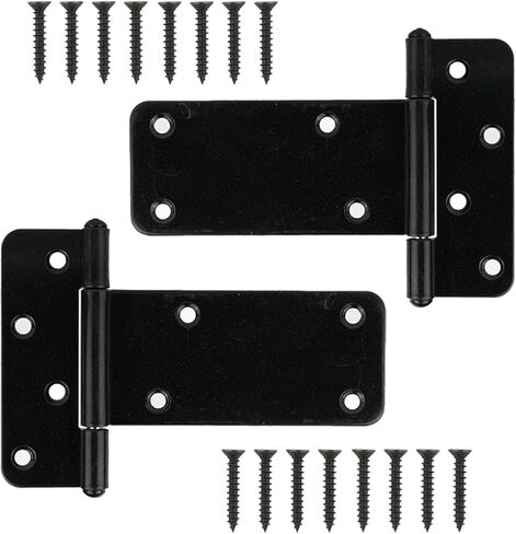 5" Heavy Duty Gate Hinges,260 Lbs Capacity Black Door Hinges，4 Pack T Gate Hinges, Wrought Hardware for Wooden Fences, Barn Door, Screws Included (5 inches - 4 Pack) -Patent Pending in Saudi Arabia