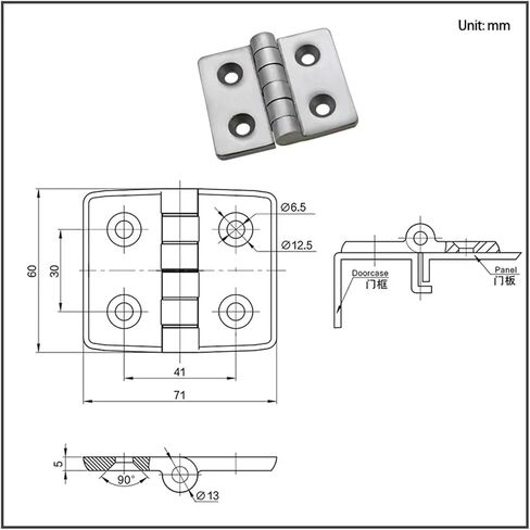 304 Stainless Steel Load-Bearing Door Accessories Hinges 1Pcs in Saudi Arabia