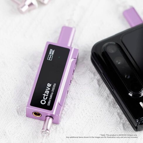 NICEHCK Octave Portable DAC Amp ES9039Q2M، جهاز فك ترميز الصوت HiFi Dongle ومضخم سماعة رأس محمول لـ IEM، محول صوت للهاتف USB لأجهزة Android/iOS/PC، حجم 100 خطوة، ميكروفون مضمن، ألومنيوم CNC (أرجواني) in Kuwait