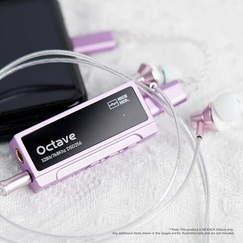 NICEHCK Octave Portable DAC Amp ES9039Q2M، جهاز فك ترميز الصوت HiFi Dongle ومضخم سماعة رأس محمول لـ IEM، محول صوت للهاتف USB لأجهزة Android/iOS/PC، حجم 100 خطوة، ميكروفون مضمن، ألومنيوم CNC (أرجواني) in Kuwait