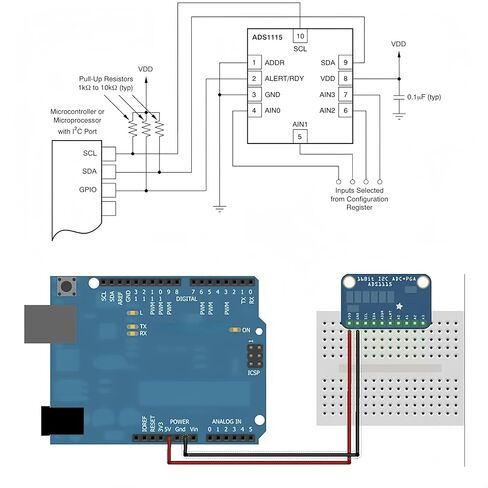 5 قطع ADS1115 16 بت 16 بايت 4 قنوات I2C IIC وحدة محول ADC PGA تناظرية إلى رقمية عالية الدقة متوافقة مع Arduino Raspberry Pi in Kuwait
