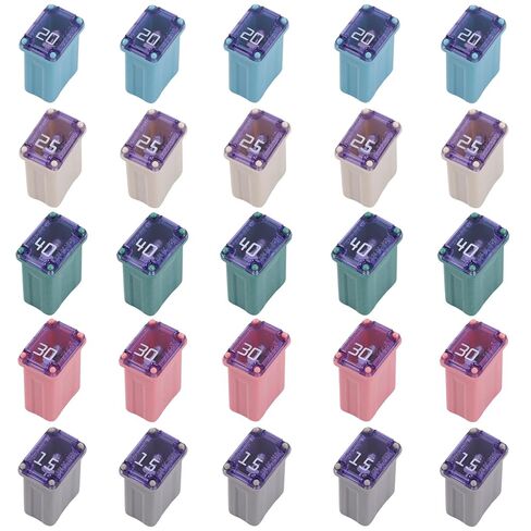 25pcs Automotive Miniature Box Fuse, Colorful Portable Micro Cartridge Blade Fuses Assortment Kits Slow-Blow FMM Fuse for Cars SUVs & Trucks (15A 20A 25A 30A 40A) in Saudi Arabia