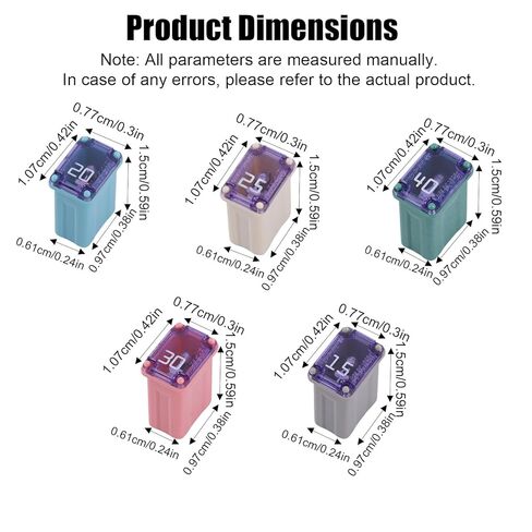 25pcs Automotive Miniature Box Fuse, Colorful Portable Micro Cartridge Blade Fuses Assortment Kits Slow-Blow FMM Fuse for Cars SUVs & Trucks (15A 20A 25A 30A 40A) in Saudi Arabia