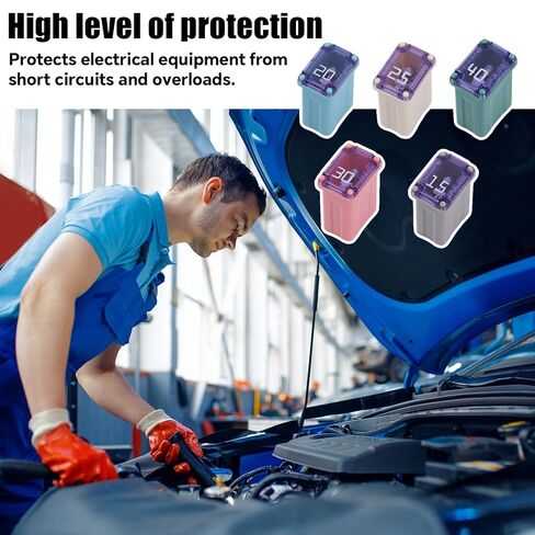 25pcs Automotive Miniature Box Fuse, Colorful Portable Micro Cartridge Blade Fuses Assortment Kits Slow-Blow FMM Fuse for Cars SUVs & Trucks (15A 20A 25A 30A 40A) in Saudi Arabia