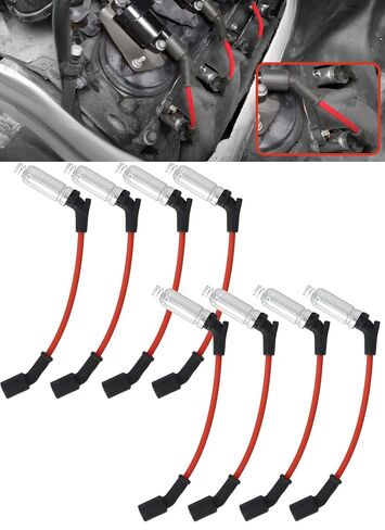 مجموعة أسلاك الإشعال M8-48322 متوافقة مع شيفروليه تشيفي سيلفرادو تاهو سوبربان أفالانش جي إم سي سييرا يوكون كاديلاك إسكاليد V8، استبدال لـ 48322 48322R (8 قطع) in Kuwait