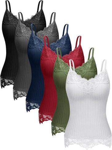 Fourluoo Women's Long Lace Tank Tops lace Camisole Patchwork Tops for Women in Saudi Arabia
