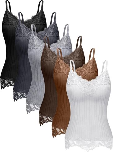 Fourluoo Women's Long Lace Tank Tops lace Camisole Patchwork Tops for Women in Saudi Arabia