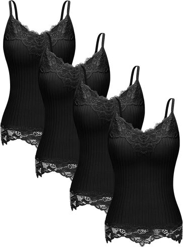 Fourluoo Women's Long Lace Tank Tops lace Camisole Patchwork Tops for Women in Saudi Arabia